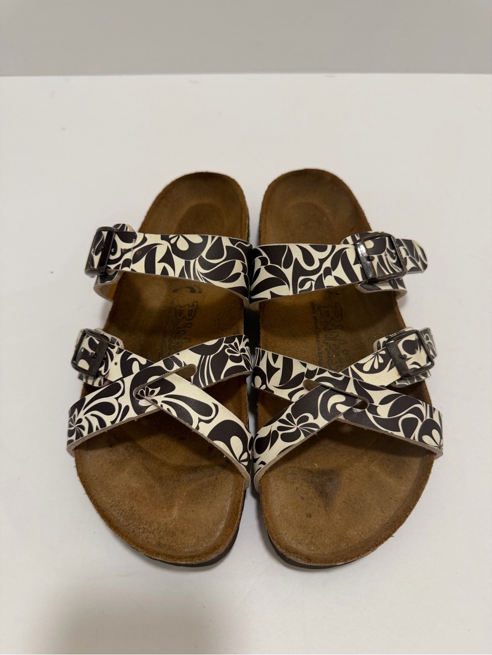 Birkenstock Salina Sandals Brown White Birkis Shoes Size 8